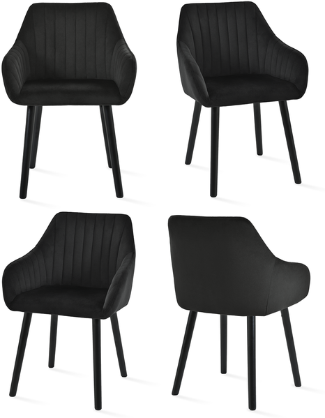 GOEURVANT 1381 Esszimmerstühle 4er-Set, Samt - Schwarz