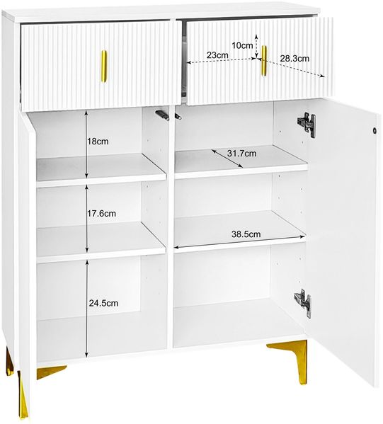 Garderobenset mit Schuhschrank, Sitzkissen & Haken, 60,5x35,2x180,5 cm + 83x35x101 cm, Weiß Bild 4