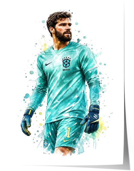 Brasilien Fussball Poster · Geschenkidee · Aquarell Sport Wandbild · Deko Print ohne Rahmen - 13x18cm