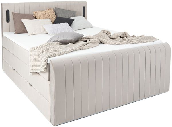 wonello Boxspringbett FLY, mit Bettkasten und LED-Beleuchtung, inklusive Premium Topper