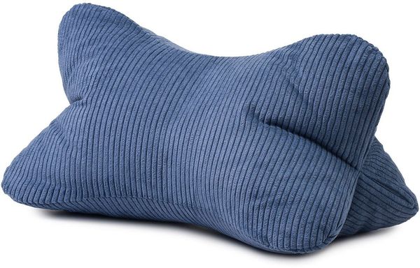 Gözze - Leseknochen Capri, Nackenkissen in Feincord-Optik, Lese- und Relaxkissen für Nacken und Rücken, 40x25 cm - Dunkelblau