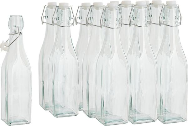 VBS XXL Trinkflasche mit Bügelveschluss Eckig, 500ml 12 Stück