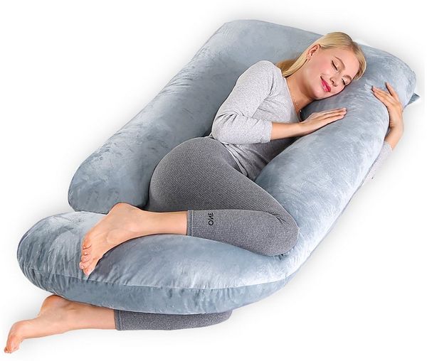 CALIYO Seitenschläferkissen Stillkissen, J-förmiges Schwangerschaftskissen zum Schlafen, Seitenkissen, Seitenschläferkissen ergonomisch geformt