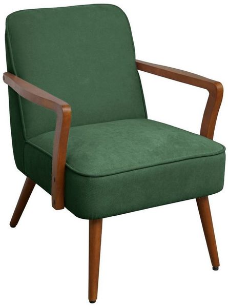 SVITA Sessel TUVA (mit Armlehnen), Gepolsterter Loungesessel,Stoffbezug,Holzbeine,Dunkelgrün