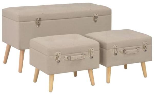 vidaXL Hocker mit Stauraum 3 Stk. Beige Stoff 247524