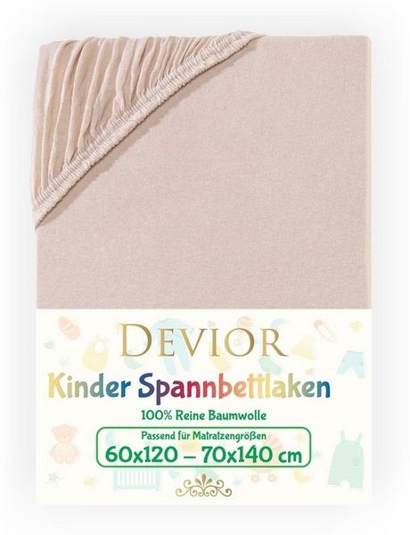 Devior Spannbettlaken Kinder Spannbetttuch 60x120 - 70x140 cm Bettlaken Tuch 100% Baumwolle, Jersey, Gummizug: Rundumgummizug, Matratzen Bezug bis 12cm Matratzenhöhe