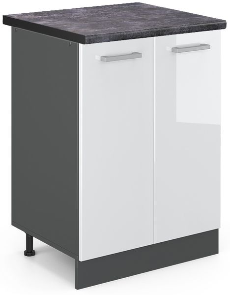 Küchenunterschrank R-Line Weiß Hochglanz 60 cm , AP Anthrazit Vicco