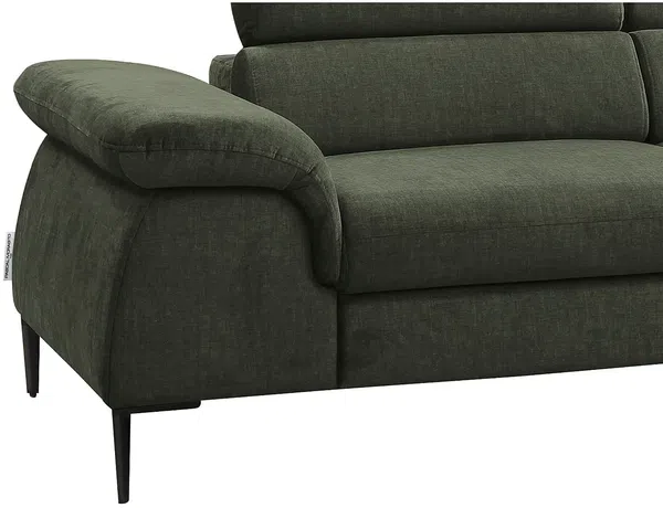 Vente-unique - SEPINA Sofa SamtStoff Grün - B 214 cm x H 75 cm x L 280 cm Bild 7