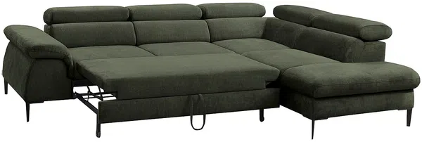 Vente-unique - SEPINA Sofa SamtStoff Grün - B 214 cm x H 75 cm x L 280 cm Bild 5
