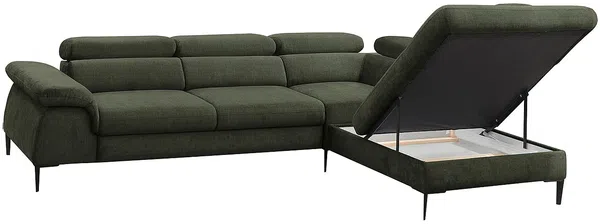 Vente-unique - SEPINA Sofa SamtStoff Grün - B 214 cm x H 75 cm x L 280 cm Bild 6