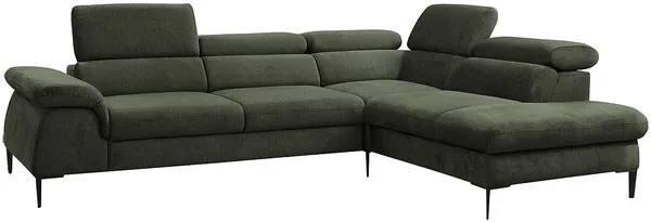 Vente-unique - SEPINA Sofa SamtStoff Grün - B 214 cm x H 75 cm x L 280 cm Bild 3