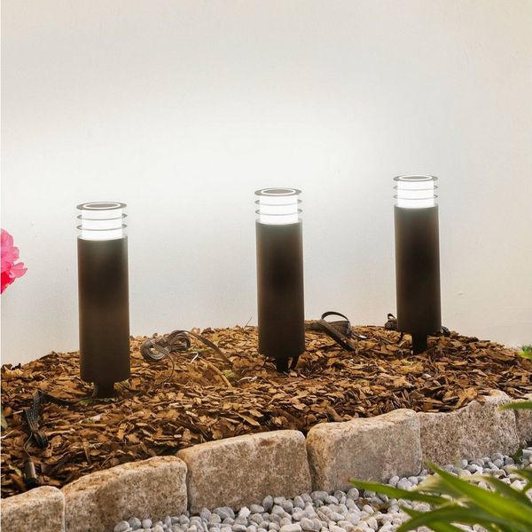 Lindby Außen-Stehlampe Kaelo, LED, Kunststoff Schwarz Farbwechsel RGB + weiß IP44, 3 x 2,8 W LED, Farbwechsel RGB + weiß