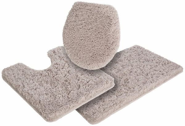 Möve Badematte Superwuschel, Badvorleger, Badezimmer Teppich, Höhe 40 mm, rutschhemmend beschichtet, schnell trocknend, strapazierfähig, fußbodenheizungsgeeignet, Polyester, rechteckig, 3-tlg. Stand-WC Set, Mikrofaser-Badematte, Badteppich, rechteckig,...