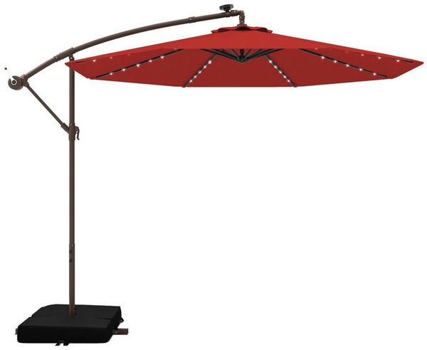 COSTWAY Sonnenschirm Gartenschirm, mit Ständer, 40 Solar LED Leuchten