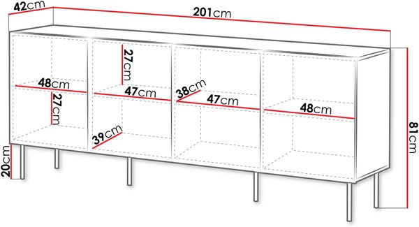Mirjan24 'Trigev' Kommode mit 4 Drehtüren, Laminatplatte nuss warmia, 81 x 42 x 201 cm Bild 5