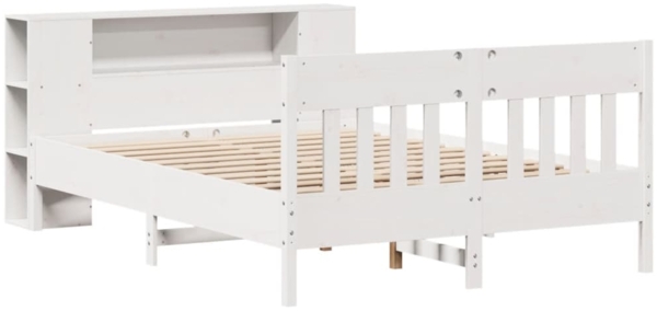vidaXL Massivholzbett mit Regal ohne Matratze Weiß 160x200 cm Kiefer 3323177 Bild 2