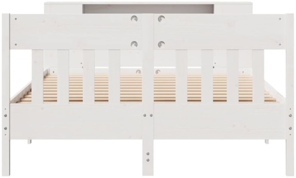 vidaXL Massivholzbett mit Regal ohne Matratze Weiß 160x200 cm Kiefer 3323177 Bild 3