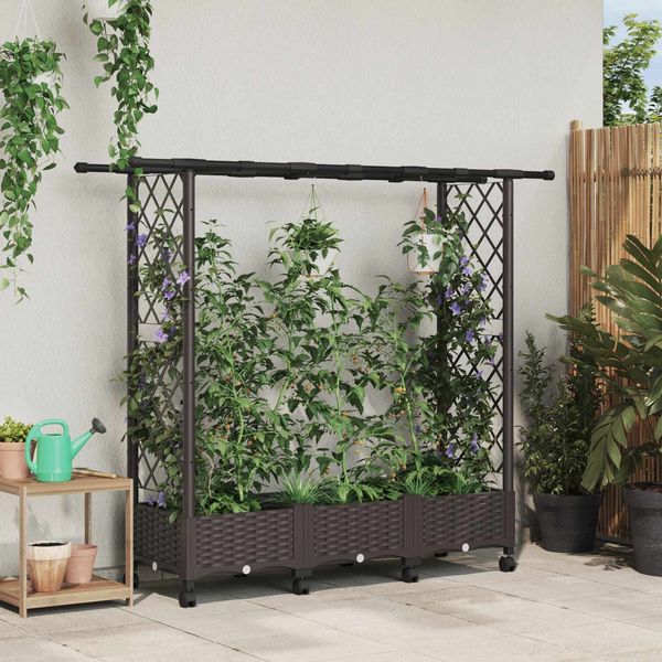 vidaXL Hochbeet mit Rankgitter und Dach Braun 164 x 40 x 127 cm PP 3423112