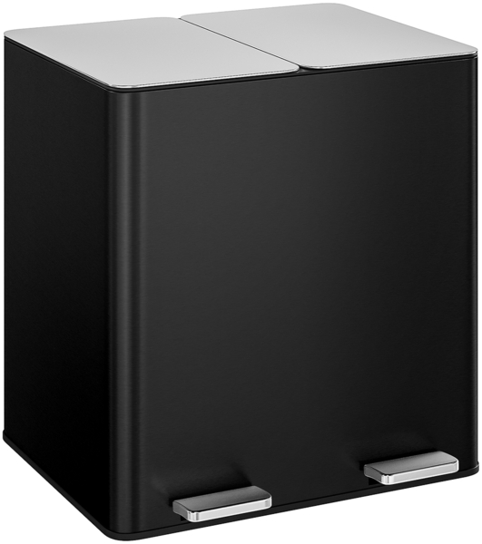 STEELSØN 'Gloas' Mülleimer, 2x15L, schwarz/silber, Edelstahl, Mülltrennsystem mit 2 Fächern, inkl. Softclose-Deckel und Geruchsfilter