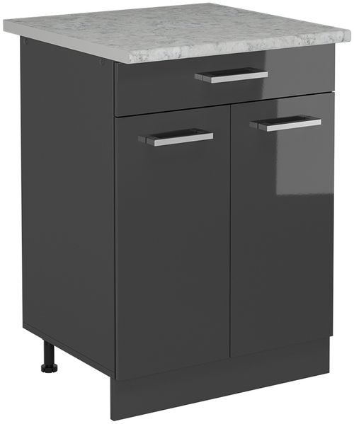 Küchenunterschrank R-Line Anthrazit Hochglanz 60 cm AP Marmor Vicco