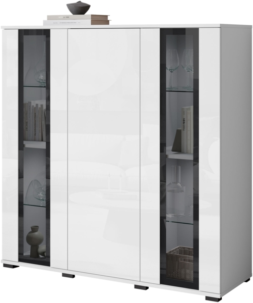 Kommode Clarkoy HB 120 (Farbe: Weiß / Weiß Hochglanz, ohne Beleuchtung)