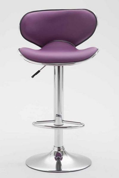 TPFLiving Barhocker höhenverstellbar (Set, 2 St, Barstuhl mit Rückenlehne- - Thekenhocker - Hocker für Küche), 360° drehbar - Gestell: Metall chrom - Sitzfläche: Kunstleder Lila