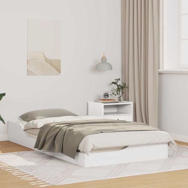 vidaXL Bettrahmen Weiß 75 x 190 cm Massives Kiefernholz 873398