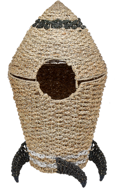 Aufbewahrungskorb mit Deckel Seegras naturfarben Raketenform 97 cm PAARL