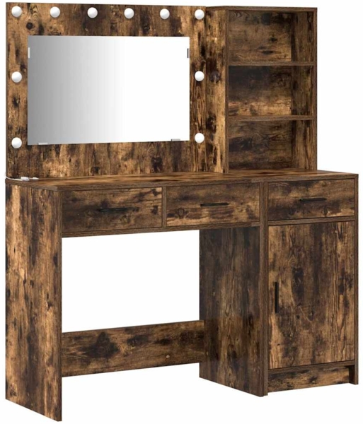 vidaXL Schminktisch mit Spiegelbeleuchtung 2 pcs Braun Holzwerkstoff 3334267