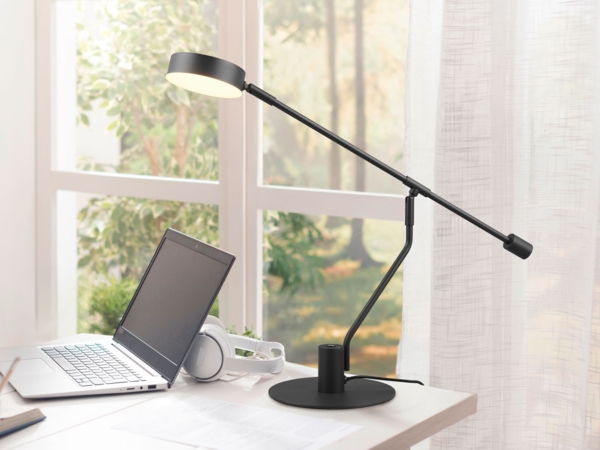 LED Schreibtischlampe MANDURO Schwarz, dimmbar & Tageslicht, 64cm groß