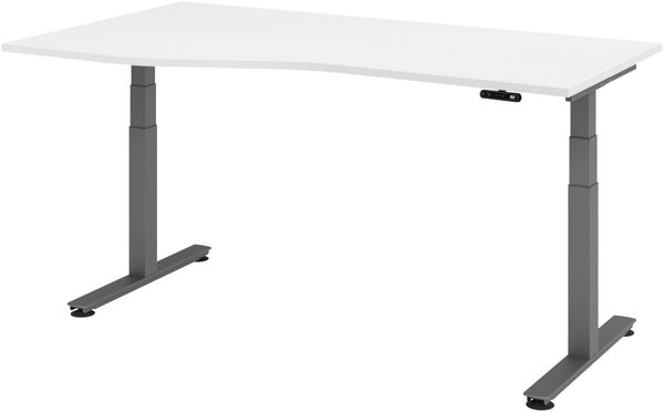 bümö elektrisch höhenverstellbarer Schreibtisch 180x100 cm in weiß, Gestell in graphit - Stehschreibtisch höhenverstellbar mit Memory-Steuerung, elektrischer Bürotisch, Gaming Tisch, XDSM-18-W-G