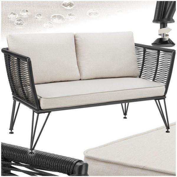 tectake Essgruppe Garten-Loungesofa, (Set, 1-tlg), Solides Gestell aus pulverbeschichtetem Stahl