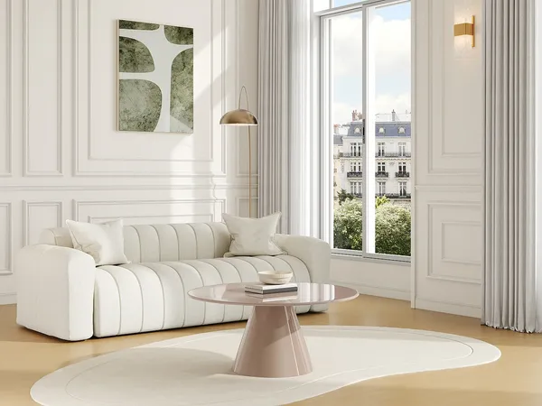 Vente-unique - DINEGA Couchtisch Metall Beige - B 80 cm x H 36 cm x L 80 cm