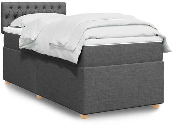 vidaXL Boxspringbett mit Matratze Dunkelgrau Stoff 3286860