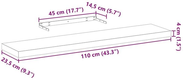 vidaXL Schweberegale 4 Stk. 110x23,5x4 cm Holzwerkstoff 4010699 Bild 9