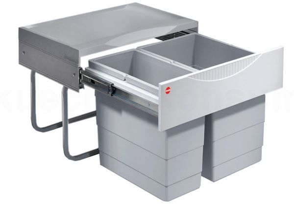 Hailo Einbaumülleimer für Drehtüren Tandem S 2, hellgrau, 18 + 12 Liter