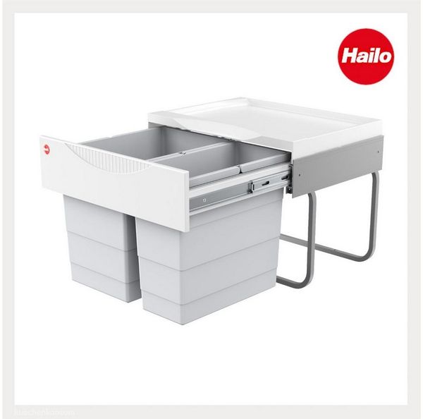 Hailo Einbaumülleimer für Drehtüren Tandem S 2, hellgrau, 18 + 12 Liter Bild 2