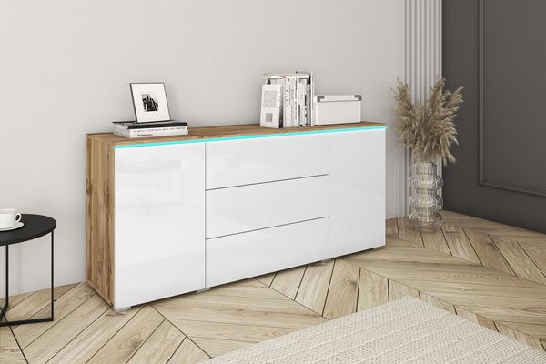 INOSIGN Sideboard VERA, grifflos, verstellbare Einlegeböden, Wahlweise mit oder ohne Beleuchtung