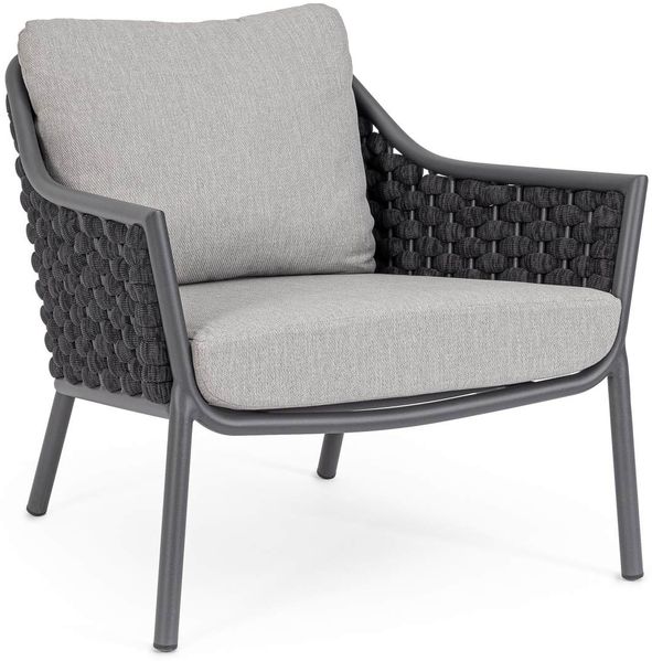 Gartensessel Lyverdi aus Aluminium, modern, gepolstert, anthrazit, abziehbare Kissen