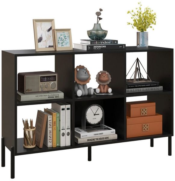 COSTWAY Bücherregal, mit 6 Fächern & verstellbaren Regalen, 120x35x79,5cm