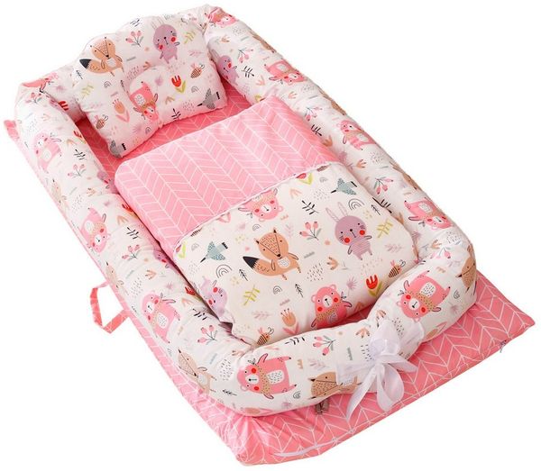 SEHAUSEU Kuschelnest Bettnestchen Babylounge Babykokon mit Decke und Kissen Wickelauflage
