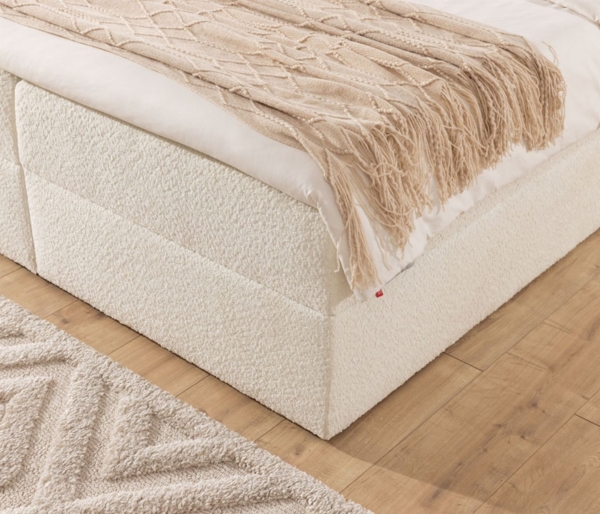 Boxspringbett Schlafzimmerbett AMADOR 140x220cm Stoff Coral Creme Bild 4