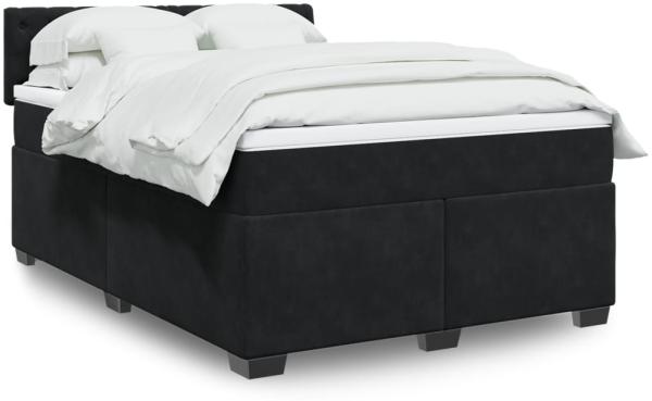 vidaXL Boxspringbett mit Matratze Schwarz 140x190 cm Samt 3286314