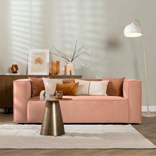 Bronx71 Samt Sofa Memphis 2,5-Sitzer rosa