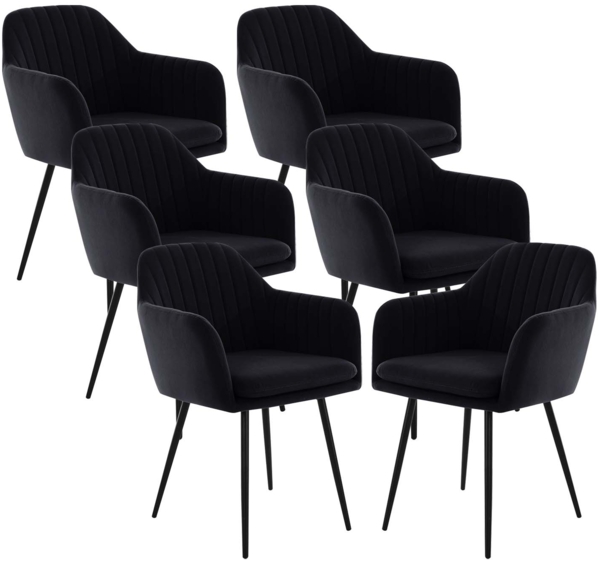 6er Set Sesselstuhl Lia - Samtvelour Schwarz