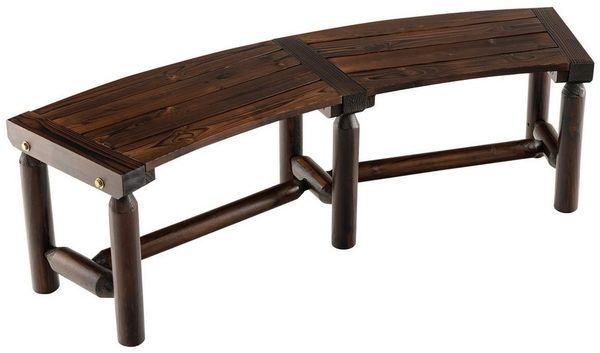 COSTWAY Gartenbank, gebogene Holzbank für 2-3 Sitzer, 139 x 36 x 41 cm