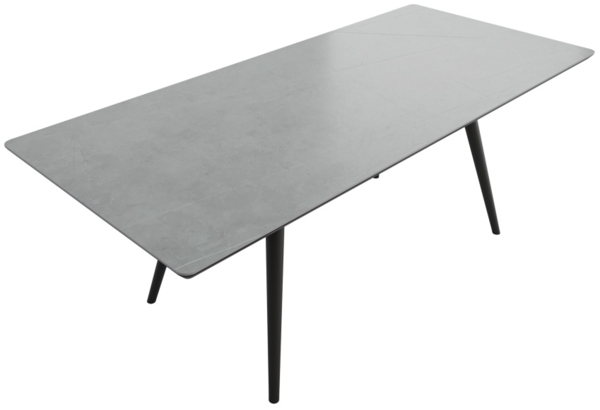Esstisch 200x90cm graue Keramikplatte schwarze konische Tischbeine : Grau