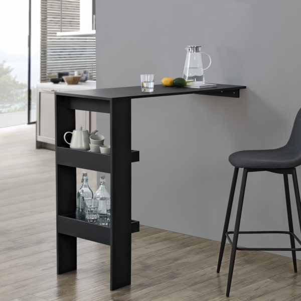 Bartisch Bromölla 120x45x106 cm Schwarz en. casa