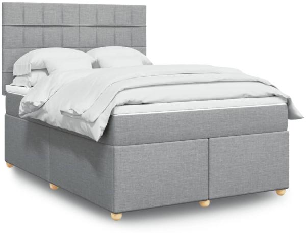 vidaXL Boxspringbett mit Matratze Hellgrau 140x200 cm Stoff 3293603