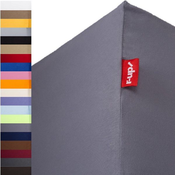 r-up Beste Spannbettlaken 90x200-100x220 bis 35cm Höhe dunkelgrau 95% Baumwolle / 5% Elastan 230g/m²